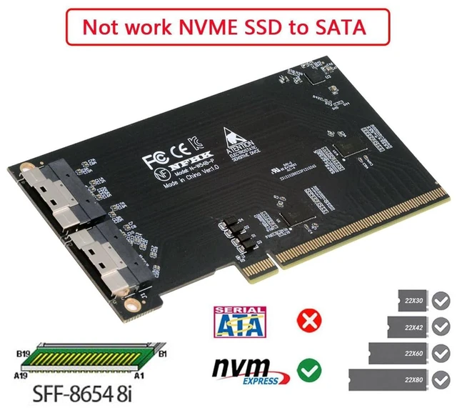 Alt view image 4 of 5 - Dual Slimline SFF-8654 8X 74Pin External to PCIE 16X Express 5.0 PCIE4.0 Raid Card VROC Raid Adapter with Linear Redriver Over Long Cable Lengths