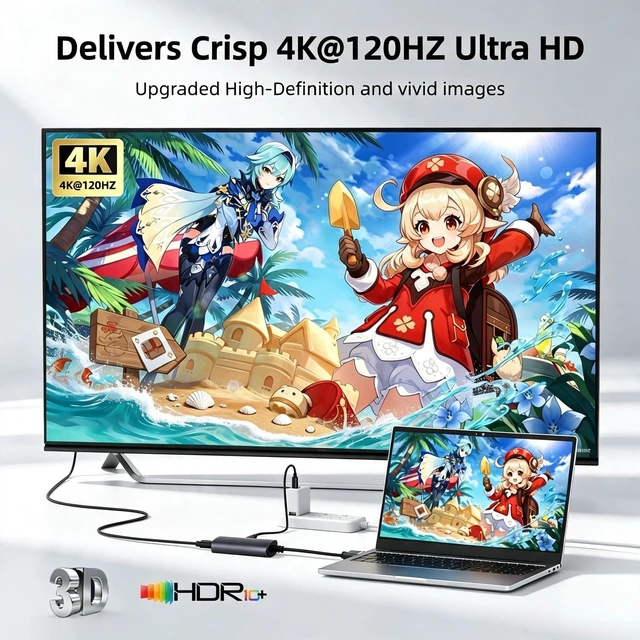 Alt view image 4 of 5 - DisplayPort to USB C Adapter, 4K@120Hz DisplayPort Source to USB C Monitor