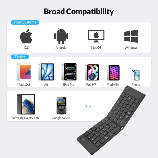 Alt view image 2 of 5 - Rii RK808 Foldable Bluetooth Keyboard with Touchpad