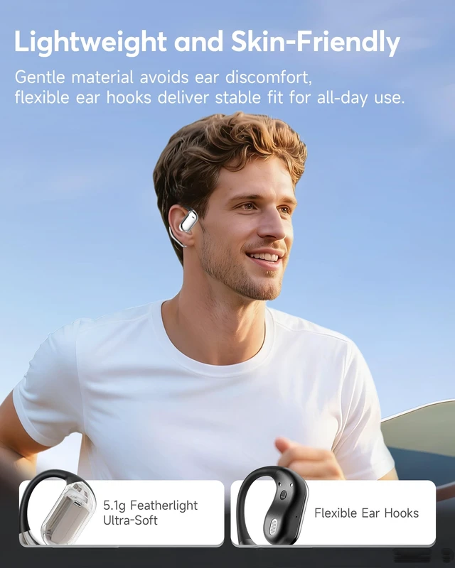 Alt view image 5 of 5 - Open Ear Wireless Earbuds,Bluetooth 6.1 Headphones,HD Audio,Noise Canceling