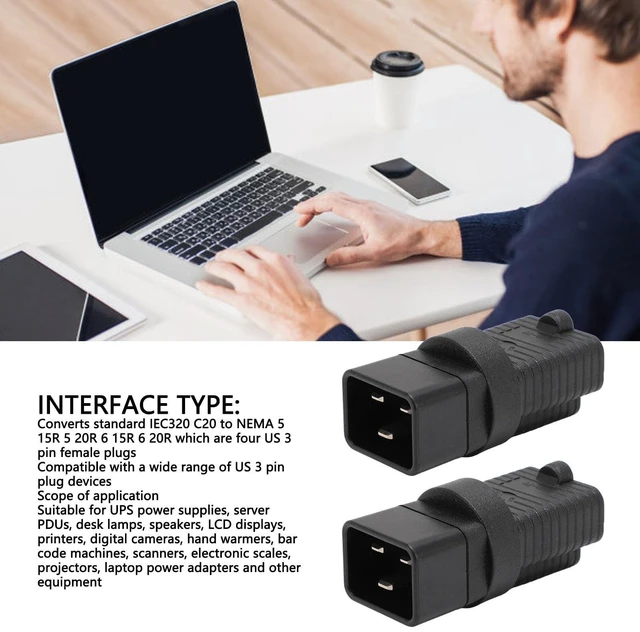 Alt view image 3 of 5 - IEC320 C20 to NEMA 5-15R Power Adapter, 2 Pack
