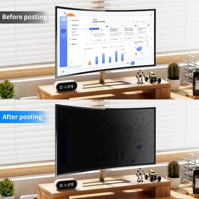 Alt view image 4 of 5 - ZpTsarinal 2 Pack 32 Inch Computer Monitor Privacy Screen, Compatible with Flat and Curved Screens, Removable Anti-Glare Blue Light Eye Protection Screen for 16:9 Widescreen Monitors, 32 Inch