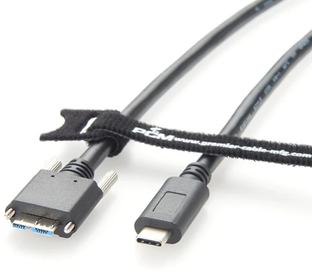 Alt view image 2 of 5 - Plinkwirekb Screw Locking Panel Mount USB C to Micro USB 3.0 Cable USB3.1 Gen2.2 Type C to Micro B Cord for Machine Vision Industrial Camera Hard Disk Image Transmission (4.8M/16FT)