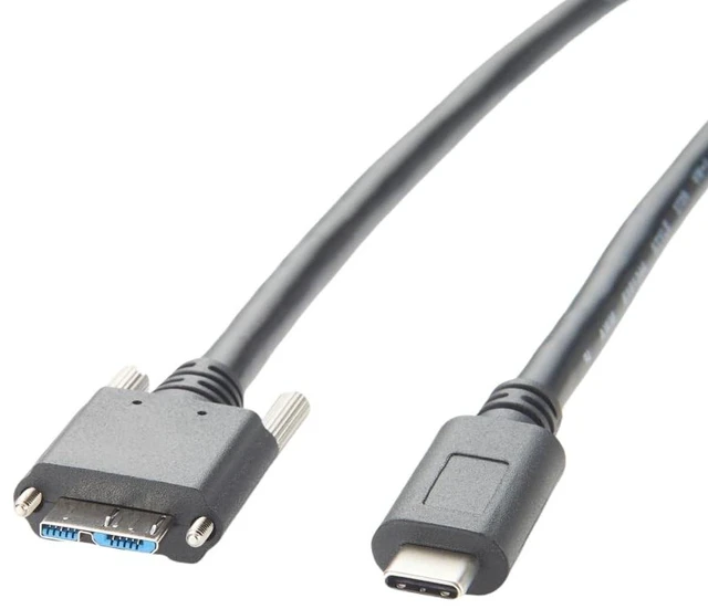 Alt view image 5 of 5 - Plinkwirekb Screw Locking Panel Mount USB C to Micro USB 3.0 Cable USB3.1 Gen2.2 Type C to Micro B Cord for Machine Vision Industrial Camera Hard Disk Image Transmission (4.8M/16FT)