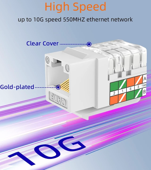 Alt view image 3 of 5 - Rapink RJ45 Keystone Jack Cat6 10G Support, Keystone Jacks UTP 100 Pack for Wall Plate and Patch Panel, Rj45 Keystone 90 Degree White Color for Cat6, Cat5e, Cat5 Cabling