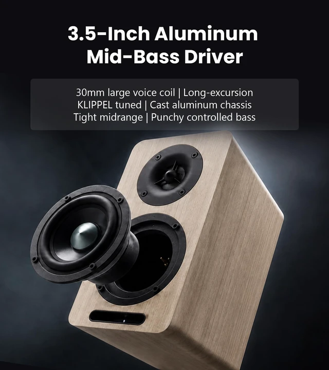 Alt view image 3 of 5 - Edifier Airpulse A60 Desktop Hi-Res Bluetooth Bookshelf Speakers, Walnut