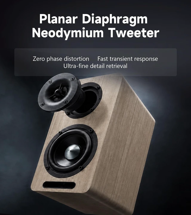 Alt view image 2 of 5 - Edifier Airpulse A60 Desktop Hi-Res Bluetooth Bookshelf Speakers, Walnut