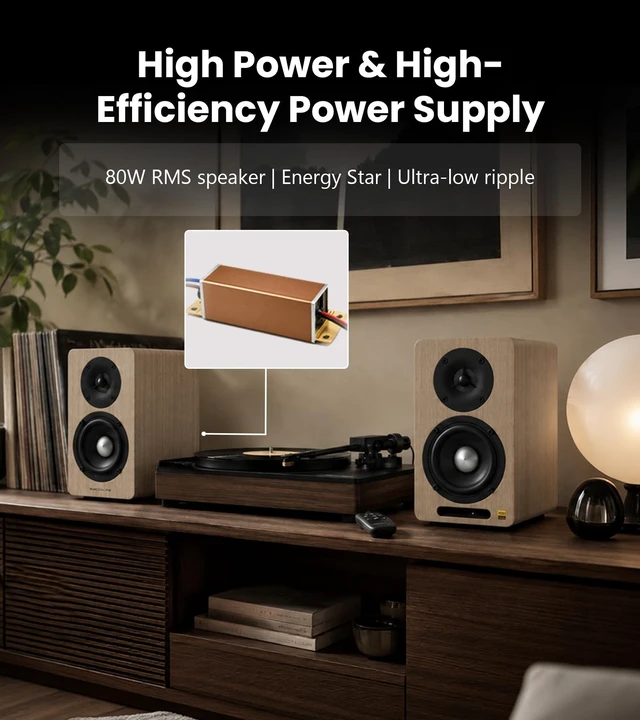 Alt view image 5 of 5 - Edifier Airpulse A60 Desktop Hi-Res Bluetooth Bookshelf Speakers, Walnut