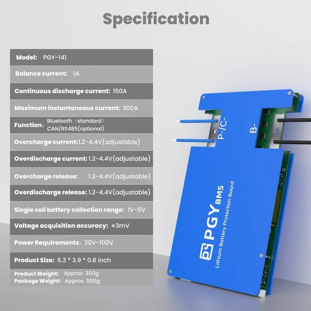 Alt view image 3 of 5 - PGYBMS Smart Active Balance BMS 8S24S 60A200A for LiFePO4 Battery Pack, Bluetooth BMS with UART(PGY141B)