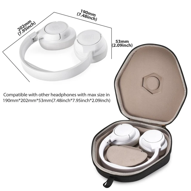 Alt view image 4 of 5 - Hiyokurenri Headphones Case for JBL TUNE770NC/760NC/750BTNC/720BT/710BT/700BT Universal Hard Shell Carrying Pouch with Magnetic Closure for Over-Ear Headphones up to 7.95 (Black)