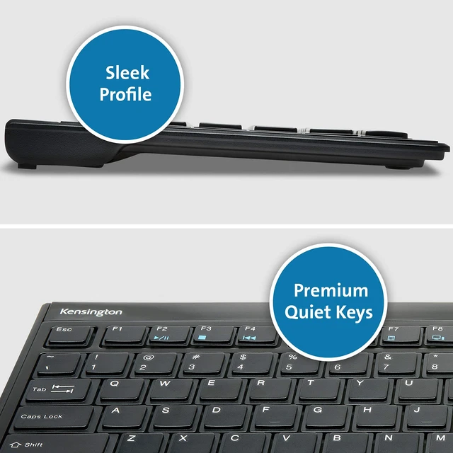 Alt view image 2 of 5 - Kensington Slim Type Wireless Quiet Keyboard (K72344US), Black