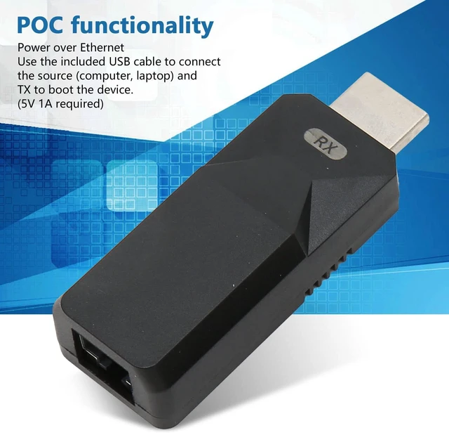 Alt view image 5 of 5 - Decumeby HDMI Extender, 1080P 60Hz HDMI Over Ethernet Single Cable Kit up to 50m, 3D Video Balun Transmitter and Receiver with Power Over Cable