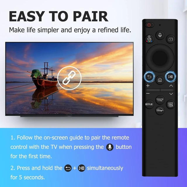 Alt view image 5 of 5 - BN59-01385A Voice Remote Replacement for Most 2018 to 2022 Samsung Crystal UHD QLED The Frame QLED 4K 8K Smart TV(No Solar Function)