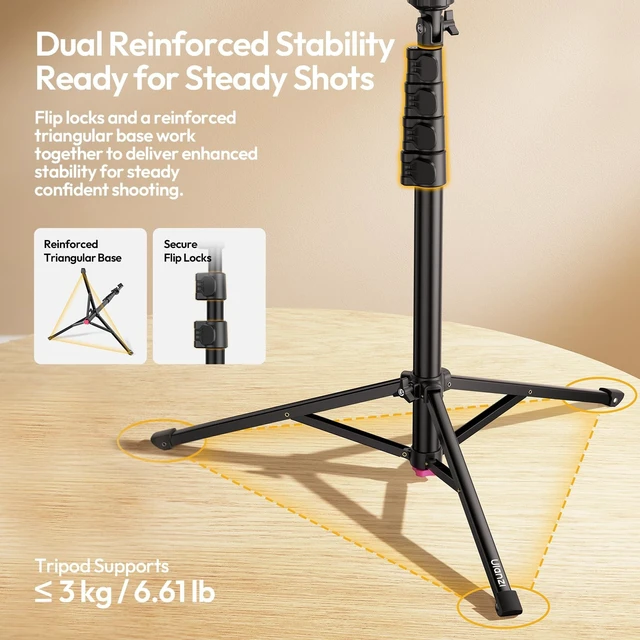 Alt view image 4 of 5 - ULANZI MT13 75'' Tall Phone Tripod with Gooseneck, Detachable Selfie Stick