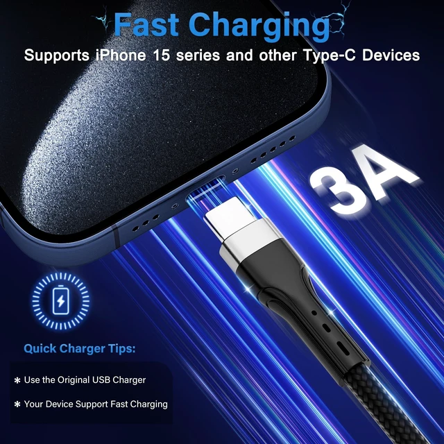 Alt view image 2 of 5 - USB C Cable (4FT, 20-Pack), USB A to USB Cord Fast Charging Compatible with iPhone 17, iPhone Air, iPhone 17 Pro, iPhone 17 Pro Max, iPhone 16/15 Series, Galaxy S24, LG and Car Play and More