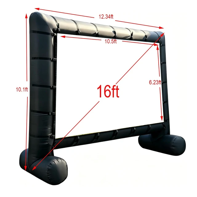Alt view image 3 of 5 - 192 Inflatable Movie Screen Outdoor Incl Blower - Portable Blow Up Projector Screen for Churches, Grand Parties, Backyard Pool Fun (16ft)