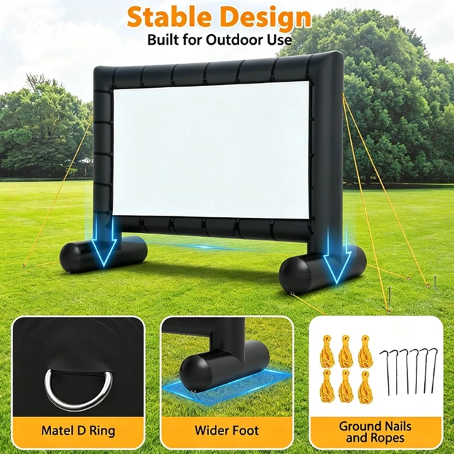Alt view image 5 of 5 - 192 Inflatable Movie Screen Outdoor Incl Blower - Portable Blow Up Projector Screen for Churches, Grand Parties, Backyard Pool Fun (16ft)