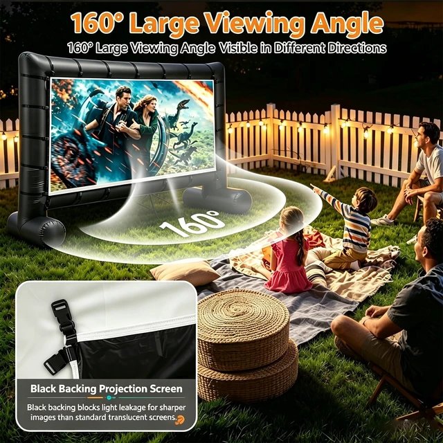 Alt view image 4 of 5 - 192 Inflatable Movie Screen Outdoor Incl Blower - Portable Blow Up Projector Screen for Churches, Grand Parties, Backyard Pool Fun (16ft)