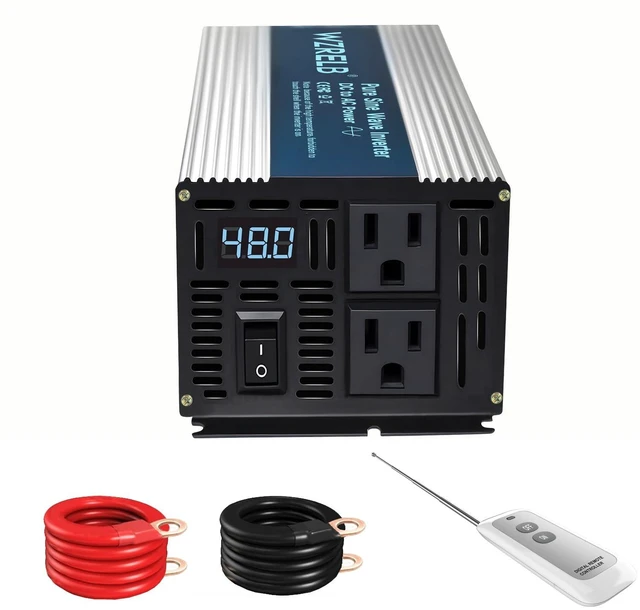 Main image of WZRELB 500W Pure Sine Wave Inverter 12V DC to 110V 120V AC Power Converter with LED Display, Remote Controller, Off-Grid Power Inverter 1000W Surge for Home, RV, Truck, Camping
