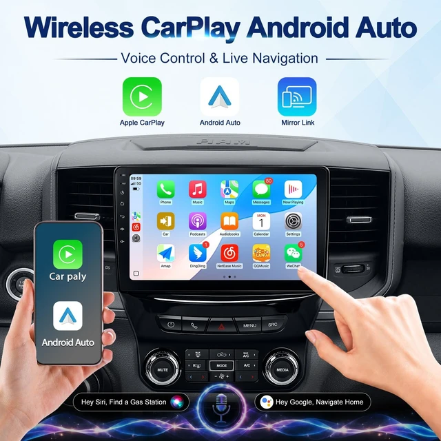Alt view image 4 of 5 - CIGKTSEIN Car Radio for 2019-2023 Dodge Ram 1500/2500/3500 (Not for Ram 1500 Classic), Upgrade Stereo with Wireless Bluetooth CarPlay and Android Auto, 10'' Touchscreen 8-Core 4+64GB Backup Cam