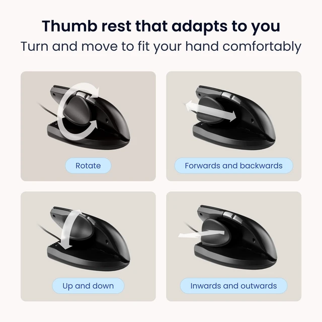 Alt view image 3 of 5 - Contour Unimouse Ergonomic Vertical Mouse, Adjustable Thumb Rest, Wired