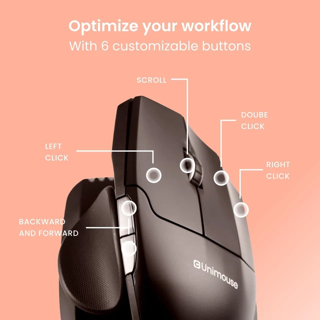 Alt view image 4 of 5 - Contour Unimouse Ergonomic Vertical Mouse, Adjustable Thumb Rest, Wired