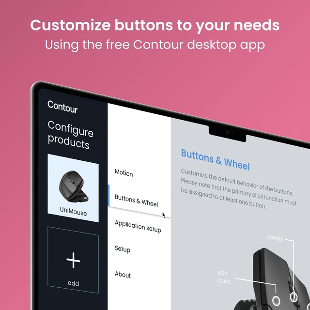 Alt view image 5 of 5 - Contour Unimouse Ergonomic Vertical Mouse, Adjustable Thumb Rest, Wired