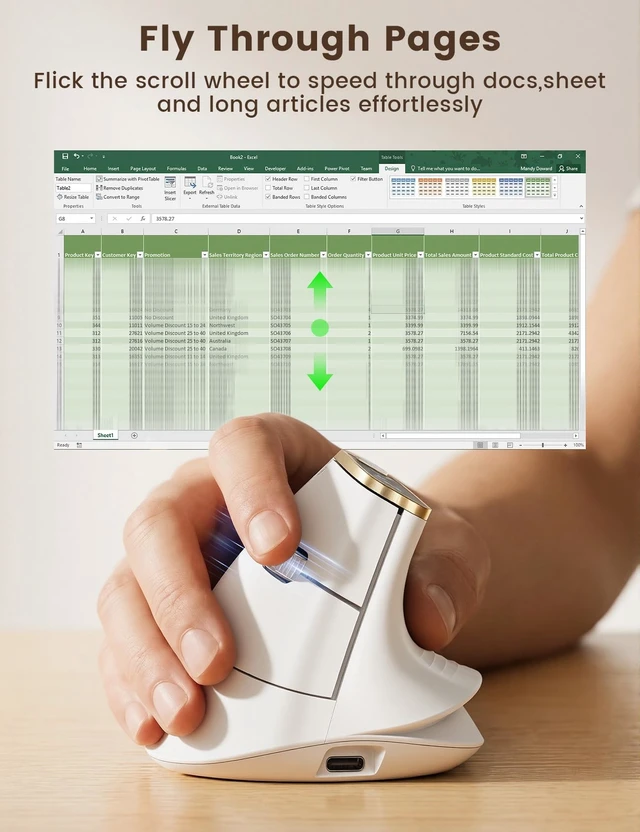 Alt view image 2 of 5 - SABLUTE Ergonomic Vertical Wireless Mouse with 3-Device Switching MAM4