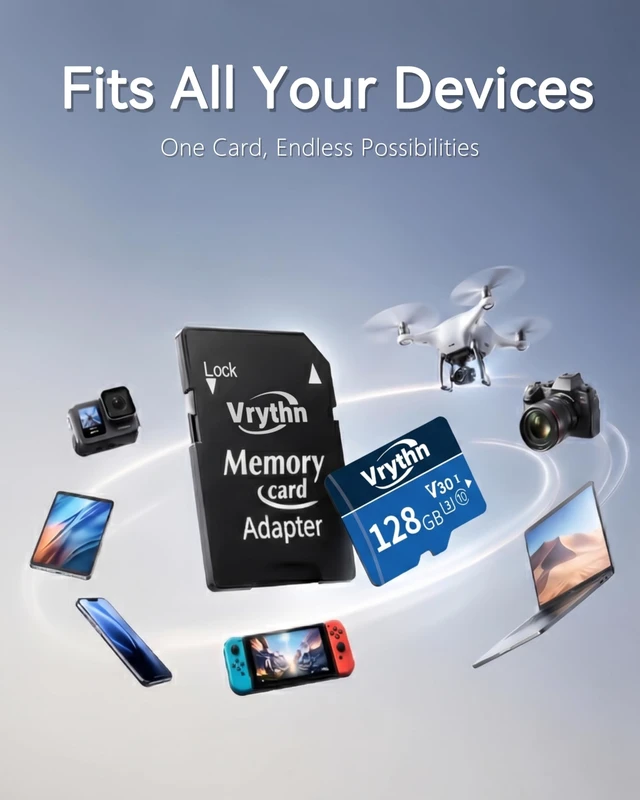 Alt view image 2 of 5 - 128GB Micro SDHC Card with SD Adapter, A1 Micro SD Card up to 100 MB/s for Android Smartphones and Tablets, UHS-I, Class 10, U3, Black