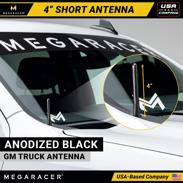 Alt view image 2 of 5 - 4" Short Truck Antenna for Chevy Silverado GMC Sierra 1500 2500HD, Black