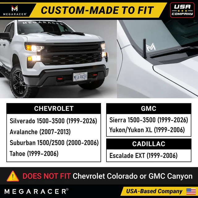 Alt view image 3 of 5 - 4" Short Truck Antenna for Chevy Silverado GMC Sierra 1500 2500HD, Black