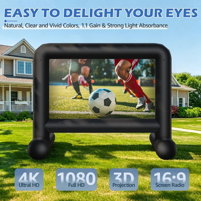 Alt view image 2 of 5 - 20Ft Outdoor Inflatable Movie Screen Double-Sided Projection, with Build-in Air Blower Storage Bag, Easy to Set up, Perfect for Backyard Movie Nights, Themed Parties, and Other Celebrations