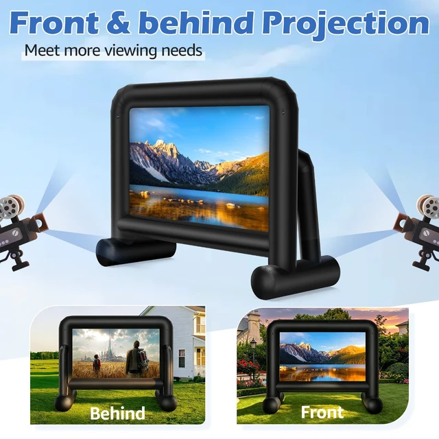 Alt view image 3 of 5 - 20Ft Outdoor Inflatable Movie Screen Double-Sided Projection, with Build-in Air Blower Storage Bag, Easy to Set up, Perfect for Backyard Movie Nights, Themed Parties, and Other Celebrations