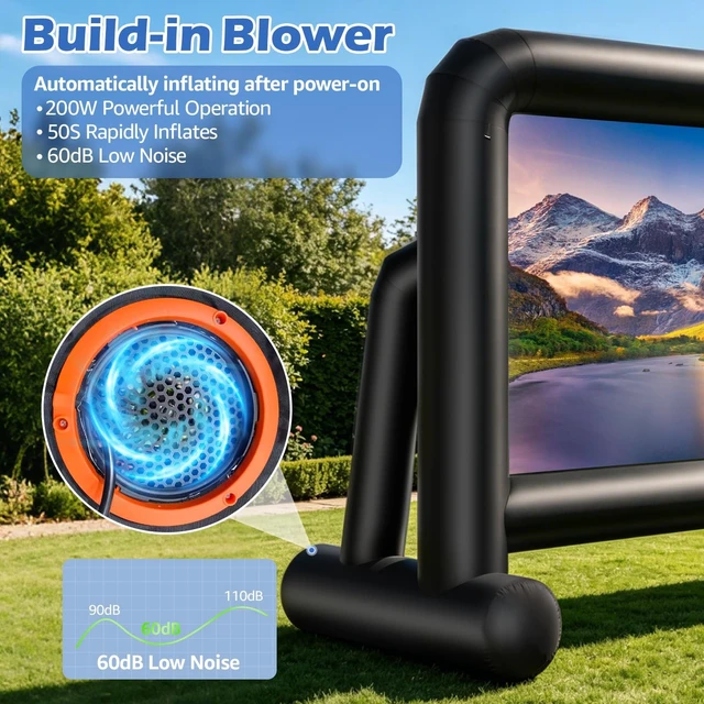 Alt view image 5 of 5 - 20Ft Outdoor Inflatable Movie Screen Double-Sided Projection, with Build-in Air Blower Storage Bag, Easy to Set up, Perfect for Backyard Movie Nights, Themed Parties, and Other Celebrations