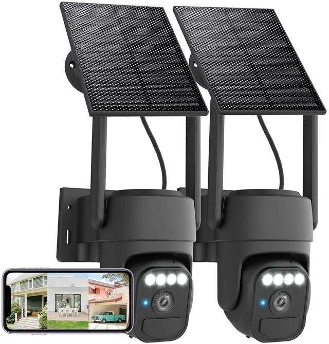 Main image of WY-LINK 360 Solar Security Cameras Wireless Outdoor WiFi for Home 2 Packs