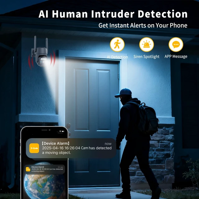 Alt view image 5 of 5 - WY-LINK 360 Solar Security Cameras Wireless Outdoor WiFi for Home 2 Packs