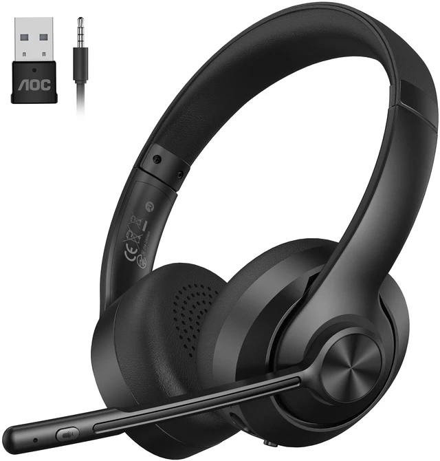 Main image of AOC Wireless Headset with Mic for Work, Bluetooth 5.4 Computer Headphones.