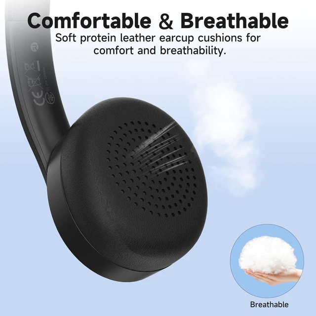 Alt view image 4 of 5 - AOC Wireless Headset with Mic for Work, Bluetooth 5.4 Computer Headphones.