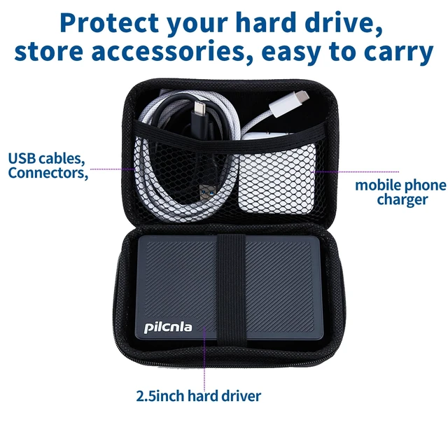 Alt view image 3 of 5 - PILCNLA 1TB Ultra Slim Portable External Hard Drive with Carrying Case, USB3.0 HDD Storage for Xbox One X/S, Xbox 360, PS4,PC, Desktop, Laptop, MacBook, Chromebook