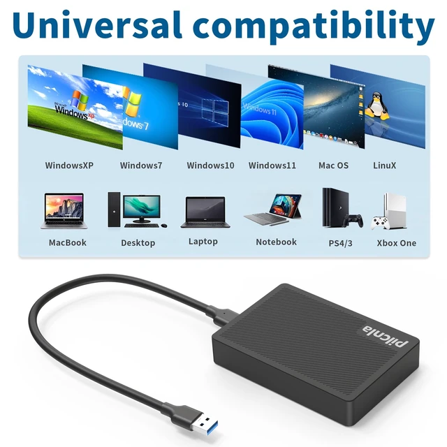 Alt view image 4 of 5 - PILCNLA 1TB Ultra Slim Portable External Hard Drive with Carrying Case, USB3.0 HDD Storage for Xbox One X/S, Xbox 360, PS4,PC, Desktop, Laptop, MacBook, Chromebook