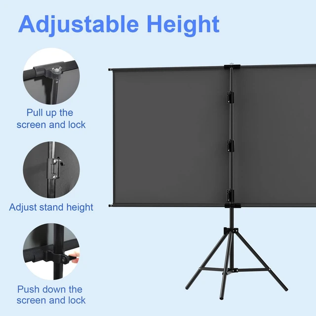 Alt view image 4 of 5 - 60" Projector Screen Tripod Stand,Projection Screen with Black Backing,16:9 HD Premium Wrinkle-Free Tripod Stand Movie Screen for Movie Night Home Theater Business Presentation with Storage Bag