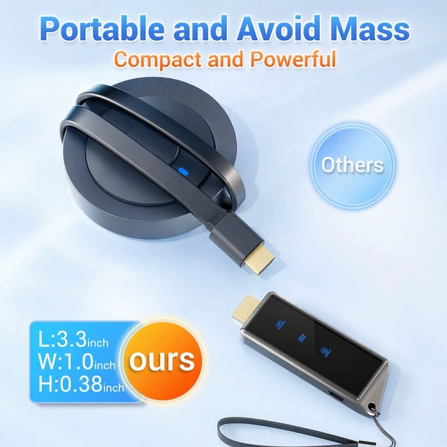 Alt view image 3 of 5 - 2027 Wireless HDMI Display Dongle Adapter, HDMI Bluetooth Adapter for Streaming Media Video/Audio Wireless Extender from Smartphone,Laptop to HDTV/Projector/Monitor, Support Airplay DLNA