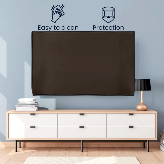 Alt view image 2 of 5 - kwmobile Indoor 85" TV Cover Television Dust Cover Screen Protector TV Screen Dust Protection Synthetic Fabric Chocolate