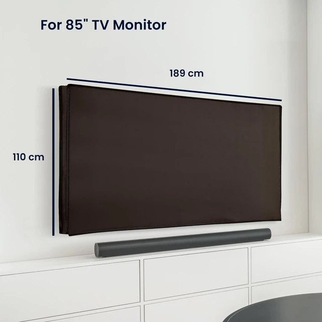 Alt view image 3 of 5 - kwmobile Indoor 85" TV Cover Television Dust Cover Screen Protector TV Screen Dust Protection Synthetic Fabric Chocolate