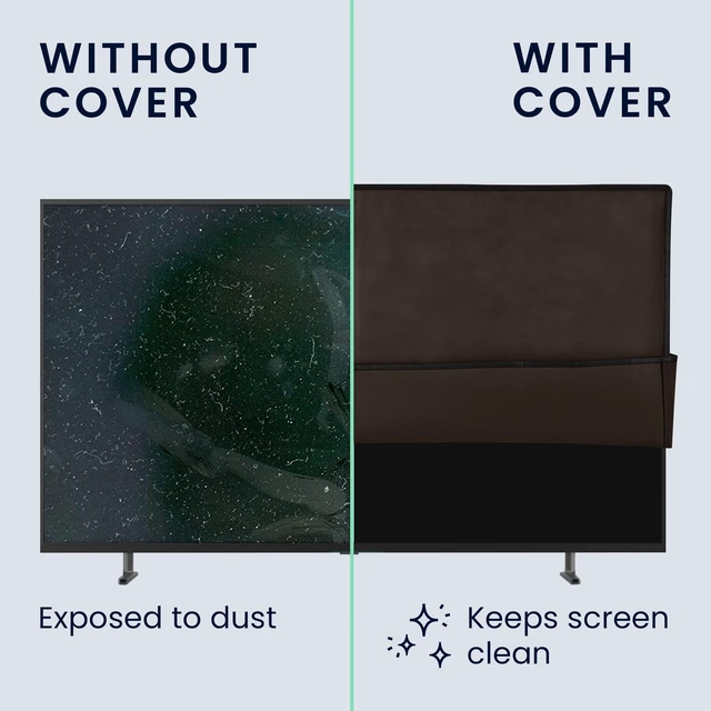 Alt view image 4 of 5 - kwmobile Indoor 85" TV Cover Television Dust Cover Screen Protector TV Screen Dust Protection Synthetic Fabric Chocolate