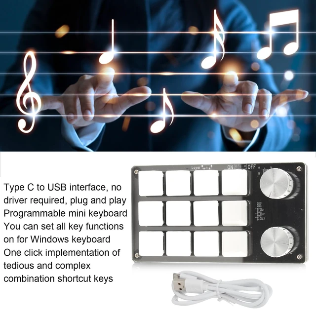 Alt view image 5 of 5 - Hapivida One Handed Macro Mechanical Keyboard, 12 Key Mini Keyboard