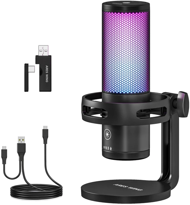 Main image of ARES WING USB Gaming Condenser Microphone with RGB Light, for Streaming