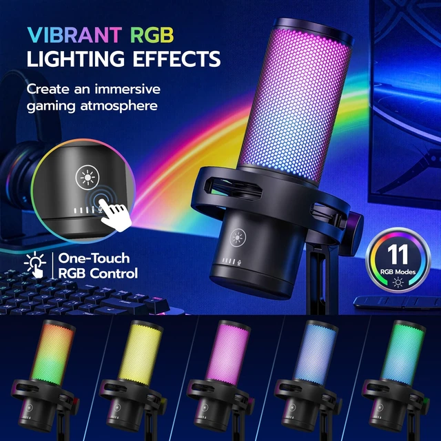 Alt view image 2 of 5 - ARES WING USB Gaming Condenser Microphone with RGB Light, for Streaming