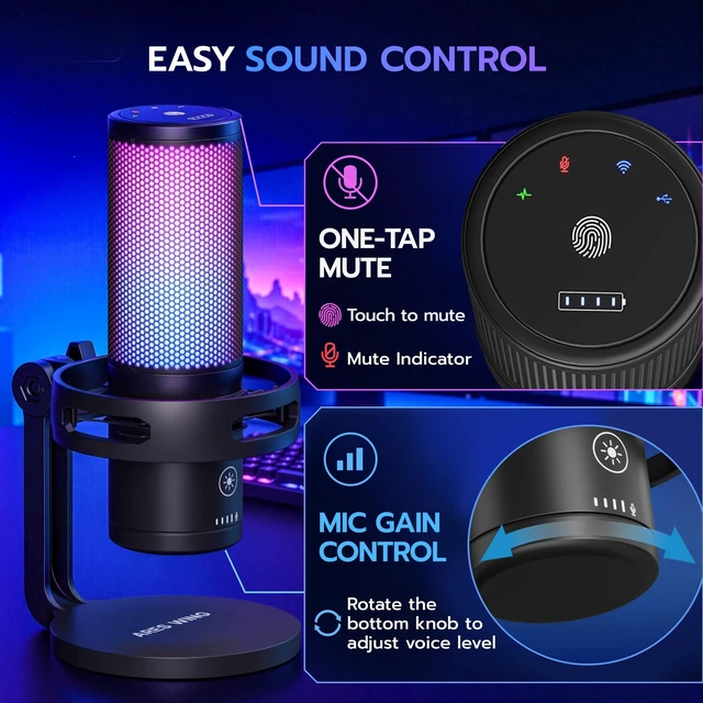Alt view image 4 of 5 - ARES WING USB Gaming Condenser Microphone with RGB Light, for Streaming