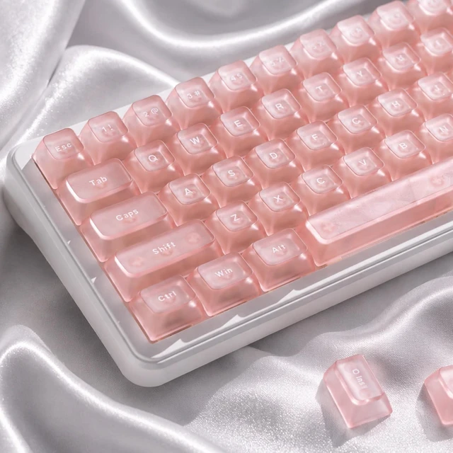 Main image of Keyporia Pink Clear Keycaps Set, 126 Keys Transparent Shine Through Keycap, ASA Profile Keyboard Key Caps, MX-Compatible for 61/68/84/87/98/100/104-Key Mechanical Keyboard